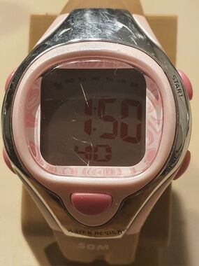🦋10/$20🦋 TGHK Silver/Pink Digital Alarm Chrono Women's Watch